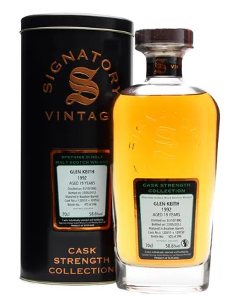 Glen Keith 1992 19 Year Old Bourbon Barrels #120551+2 Signatory Cask Strength Collection